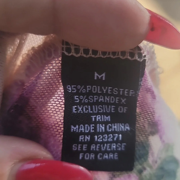 J for justify purple sheer mesh crop top short sleeve stretch blouse medium - Picture 3 of 5